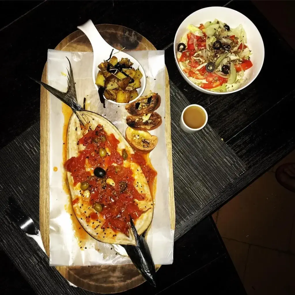 Food spread from the Kokodrilo kitchen at Bliss Beach